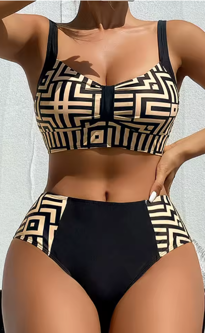 High-Waisted Bikini Tummy Control Swimsuit for Women
