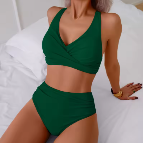 Backless V-Neck Bikini 2-Piece Set