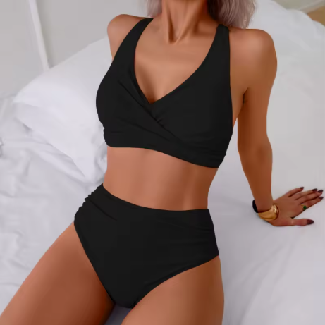 Backless V-Neck Bikini 2-Piece Set