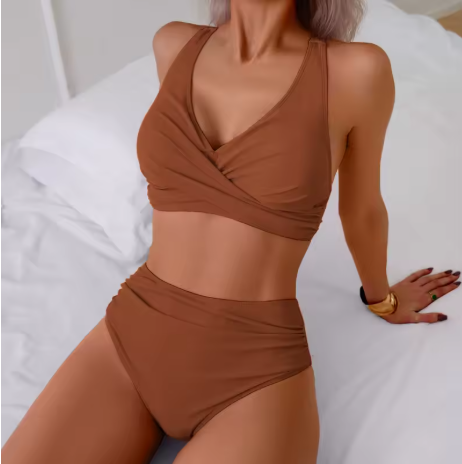 Backless V-Neck Bikini 2-Piece Set