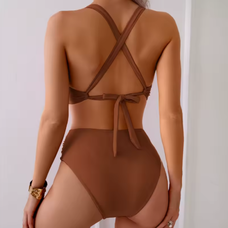 Backless V-Neck Bikini 2-Piece Set