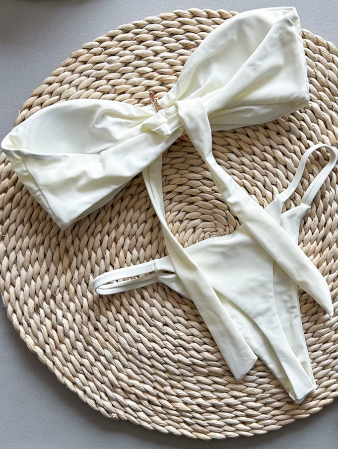 New Metal Star Bandeau High Cut Thong Bikini