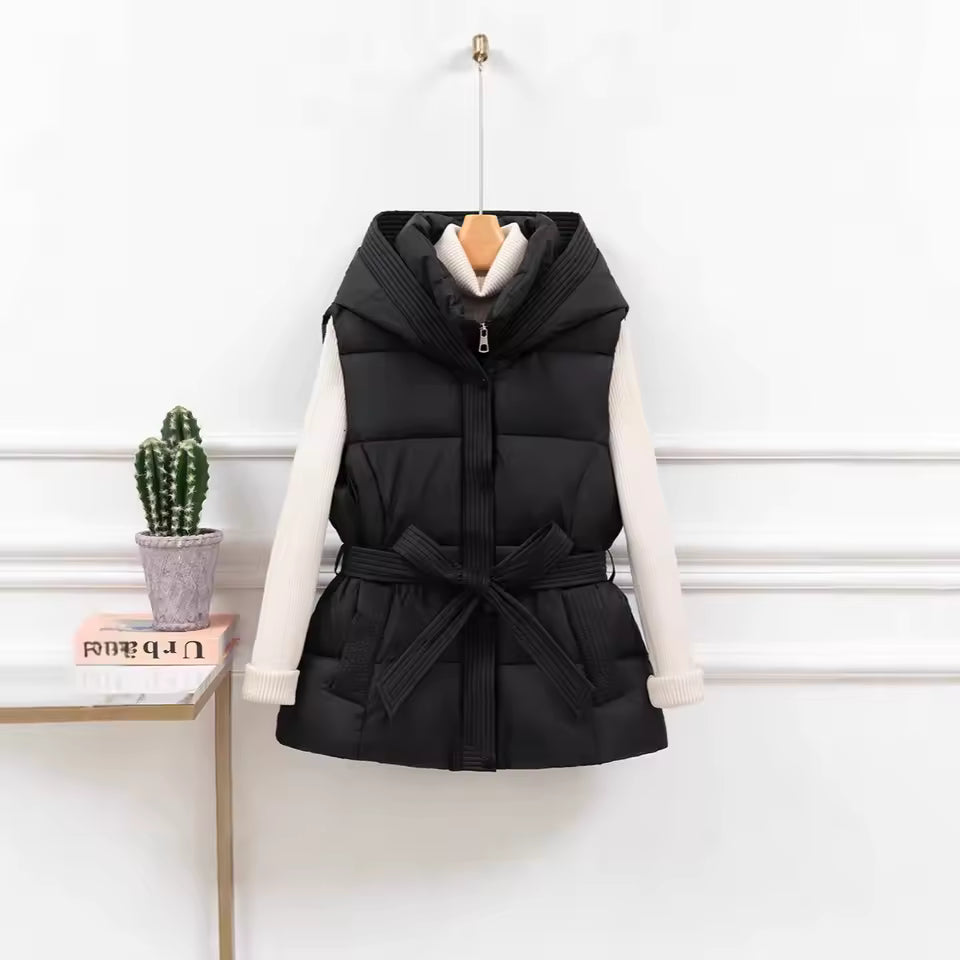 Women's Quilted Hedgehog Vest Thickened Warm Winter Hooded Jacket