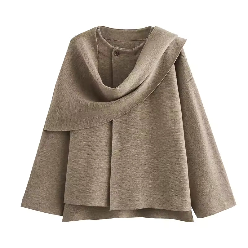 Plush winter coat for women, asymmetrical.