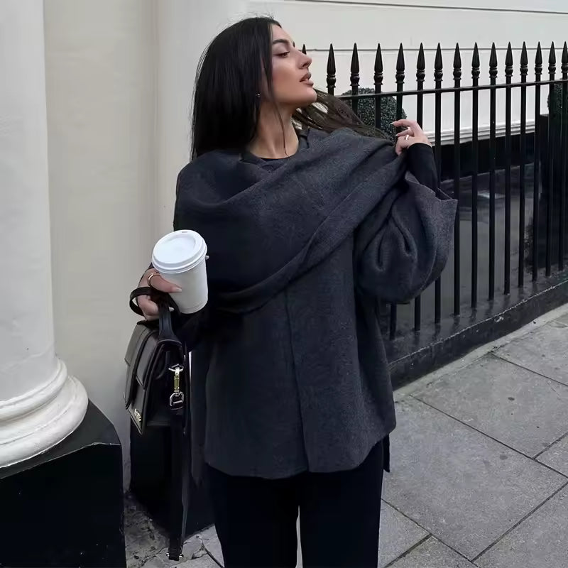 Plush winter coat for women, asymmetrical.