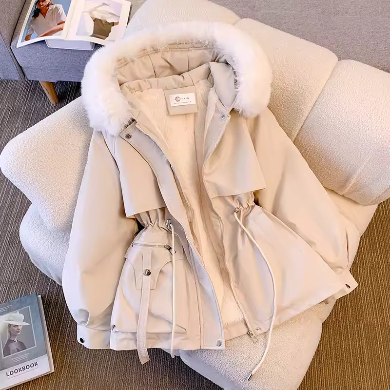 Fleece-Lined Hooded Down Jacket