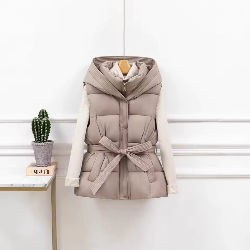 Women's Quilted Hedgehog Vest Thickened Warm Winter Hooded Jacket
