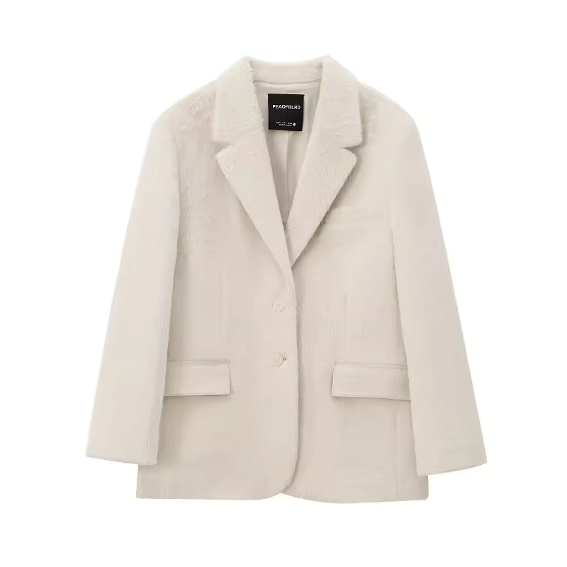 Faux Fur Women's Blazers Fashion Outerwear Plain Long Blazer Women's Long Sleeve New Coats and Jackets for Women