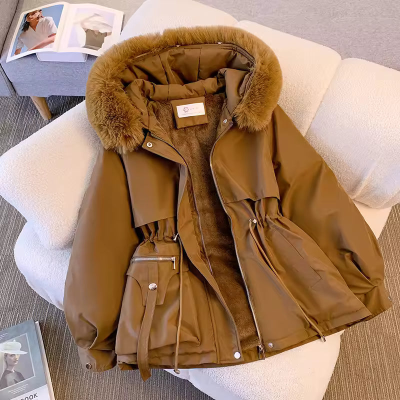 Fleece-Lined Hooded Down Jacket