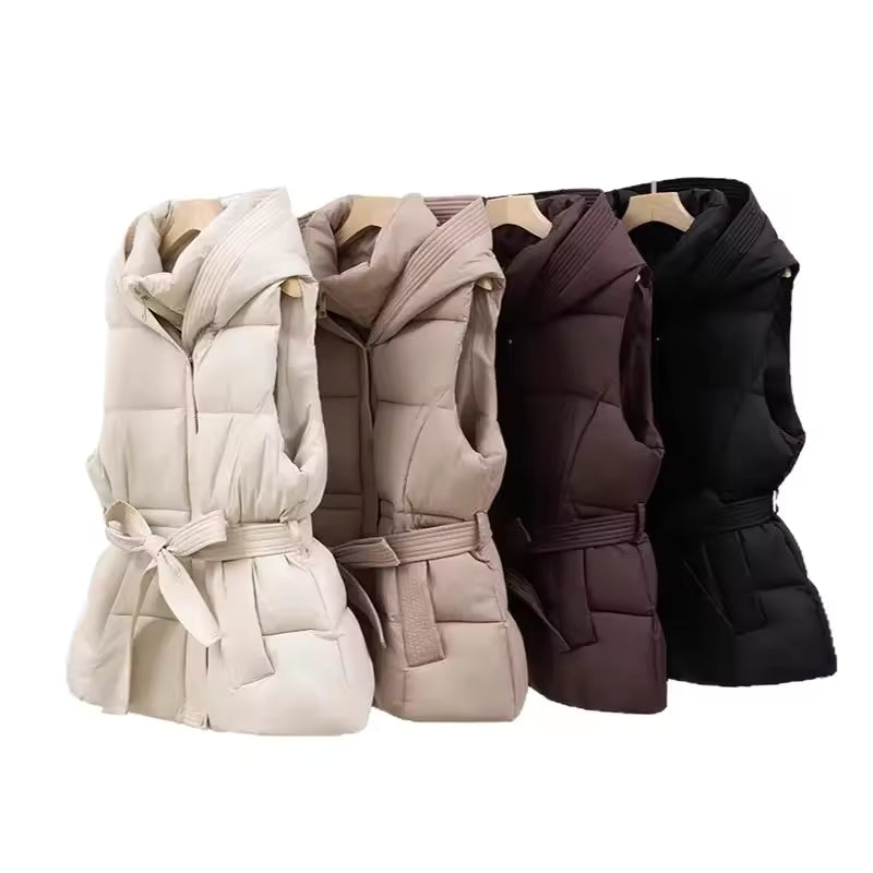 Women's Quilted Hedgehog Vest Thickened Warm Winter Hooded Jacket