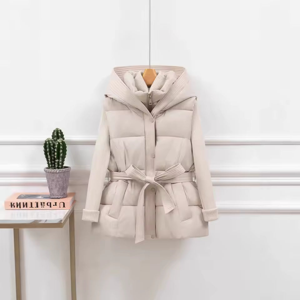 Women's Quilted Hedgehog Vest Thickened Warm Winter Hooded Jacket