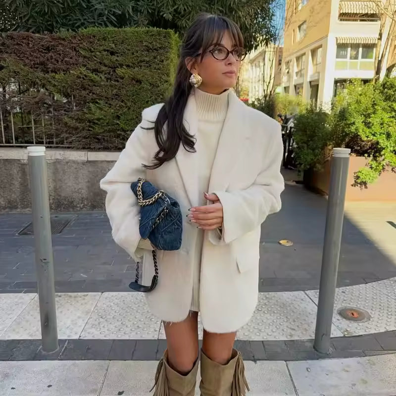 Faux Fur Women's Blazers Fashion Outerwear Plain Long Blazer Women's Long Sleeve New Coats and Jackets for Women