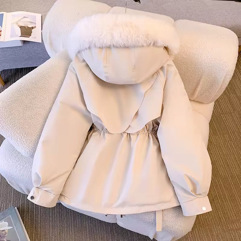 Fleece-Lined Hooded Down Jacket