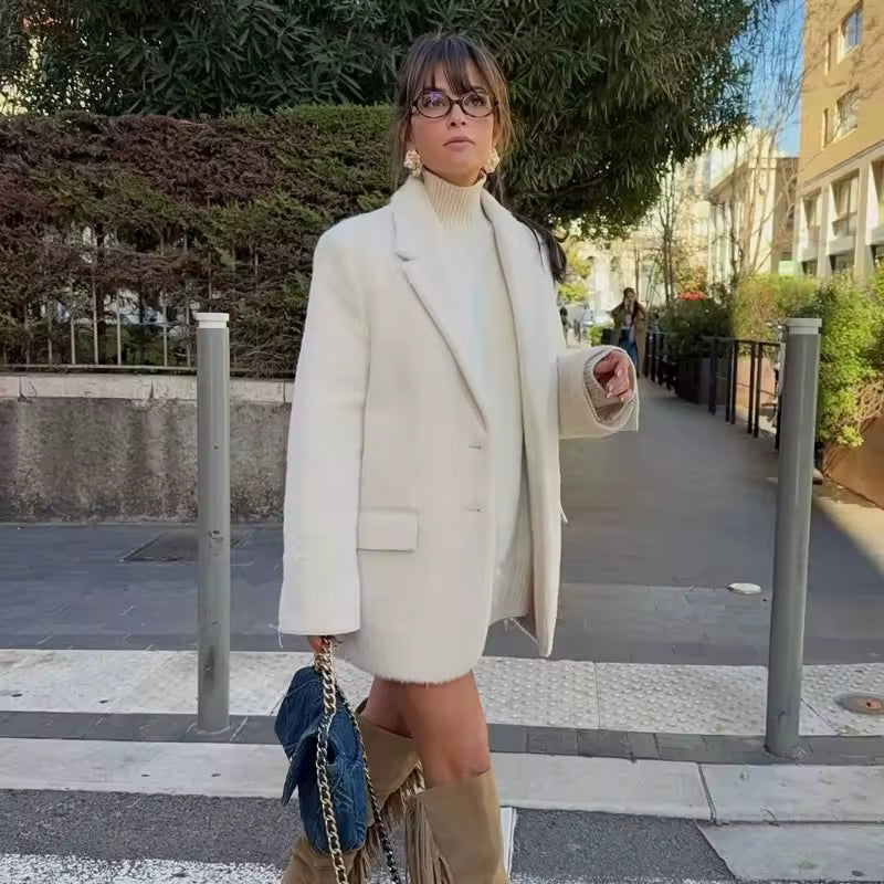 Faux Fur Women's Blazers Fashion Outerwear Plain Long Blazer Women's Long Sleeve New Coats and Jackets for Women