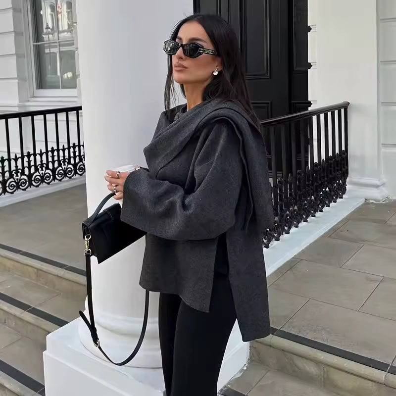 Plush winter coat for women, asymmetrical.